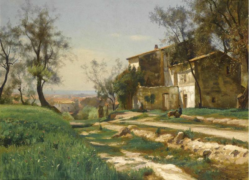 Antonio Mancini The outskirts of Nice Spain oil painting art